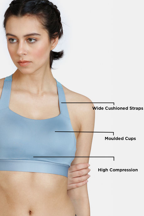 Zelocity High Impact Padded Quick Dry Sports Bra - Faded Denim — image 7